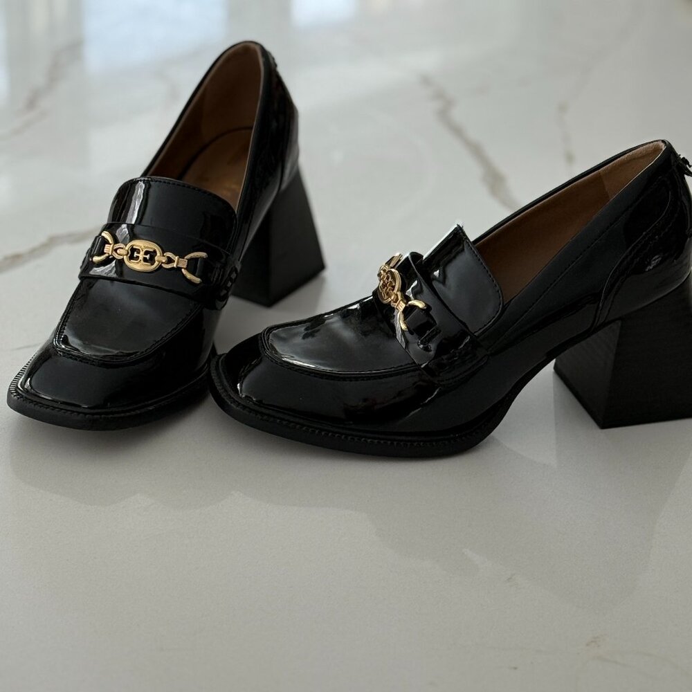 Sam Edelman Block Heel Black Patten Loafer